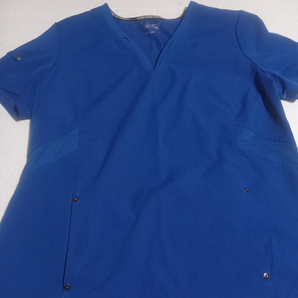 Dickies Women's Royal Blue Stretch Twill V Neck Scrub Top Size L WM12T914